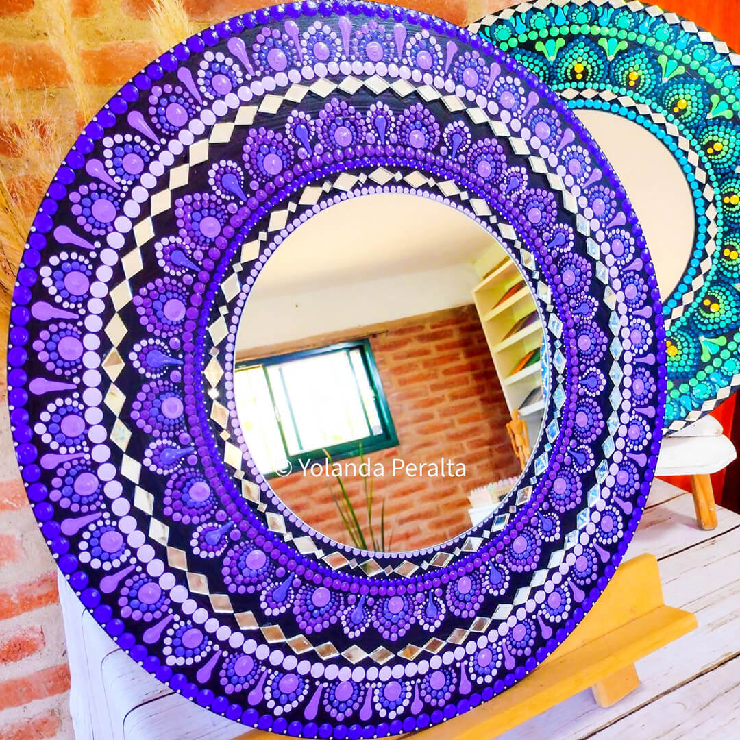 Lilac Mirror - 50cm (20") - Free Shipping | Dot Art Mandala